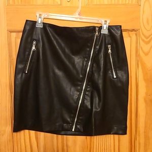 Express Faux Leather Miniskirt w/Asymmetric Front Zip